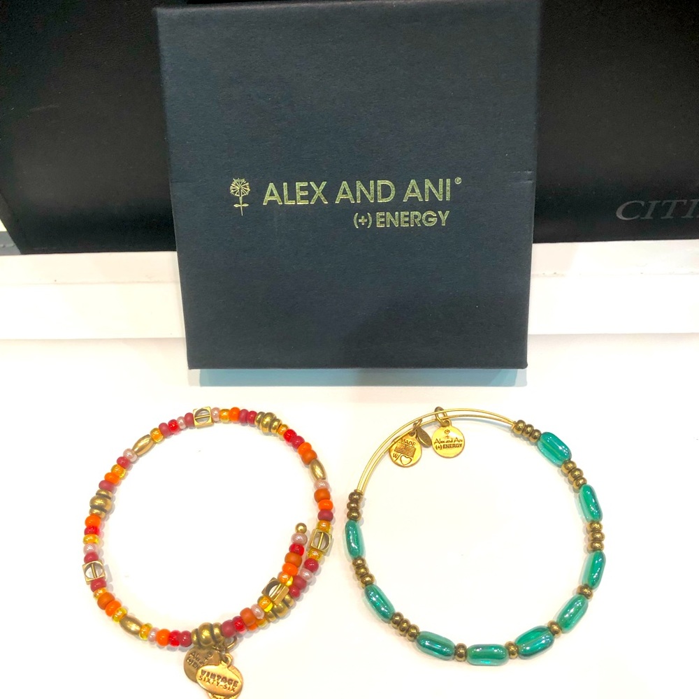 Alex and Ani Beautiful Teal Beaded Bangle